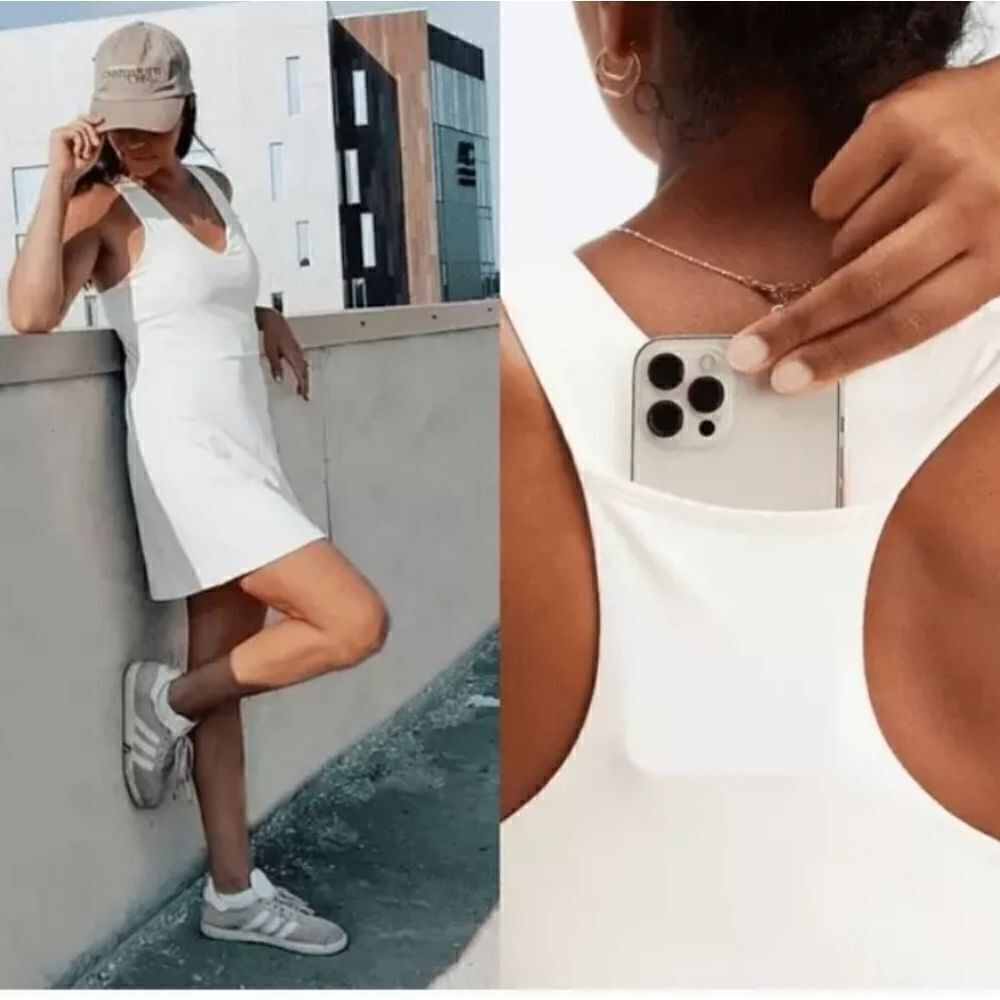 Fabletics On The Go White Built In Bra Dress Large - Picture 3 of 11